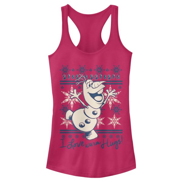 Junior_s Frozen Christmas Warm Hugs Racerback Tank Top