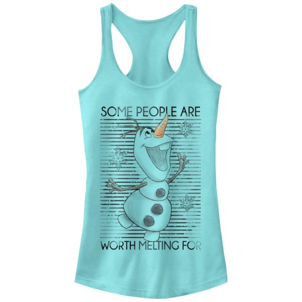 Junior_s Frozen Olaf Worth Melting For Racerback Tank Top