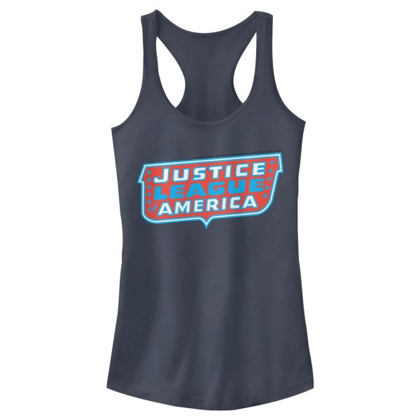 Junior_s Justice League Patriotic Frame Logo Racerback Tank Top