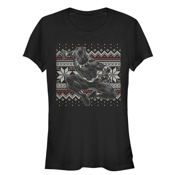 Junior_s Marvel Black Panther Knit Pattern Print T-Shirt