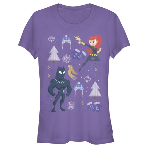 Junior_s Marvel Christmas Black Widow & Panther T-Shirt