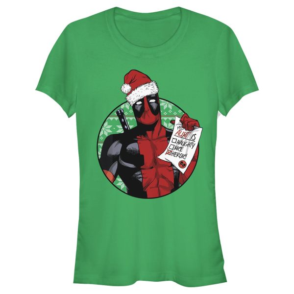 Junior’s Marvel Christmas Deadpool Aunt is Heroic T-Shirt