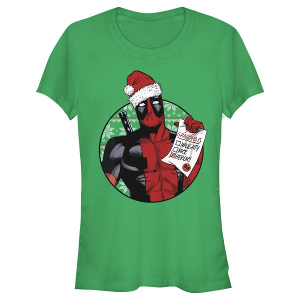 Junior’s Marvel Christmas Deadpool Grandma is Heroic T-Shirt