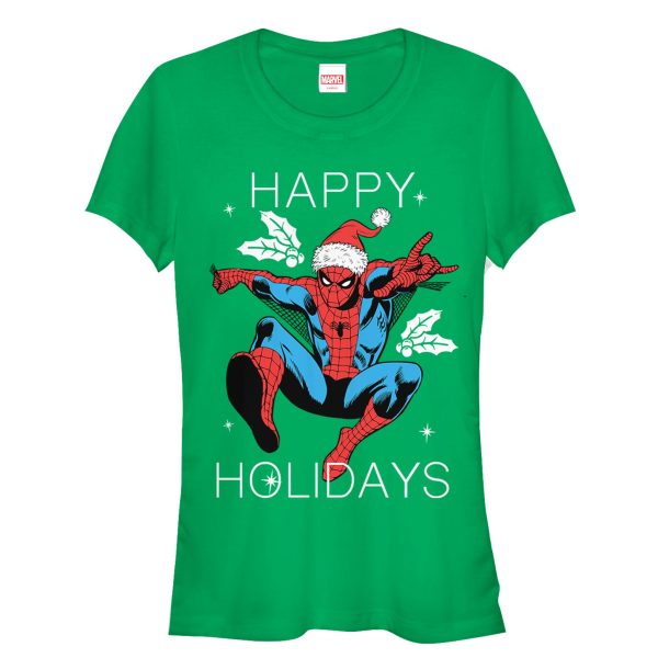 Junior’s Marvel Christmas Holly Spider-Man T-Shirt