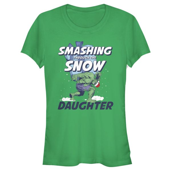 Junior’s Marvel Christmas Hulk Daughter Snow T-Shirt