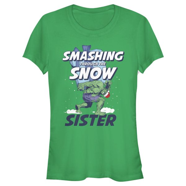 Junior’s Marvel Christmas Hulk Sister Snow T-Shirt