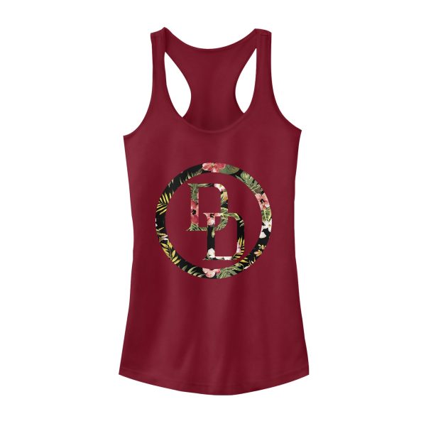 Junior’s Marvel Daredevil Floral Logo Racerback Tank Top