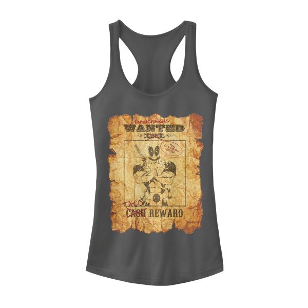 Junior’s Marvel Deadpool Wanted Poster Racerback Tank Top