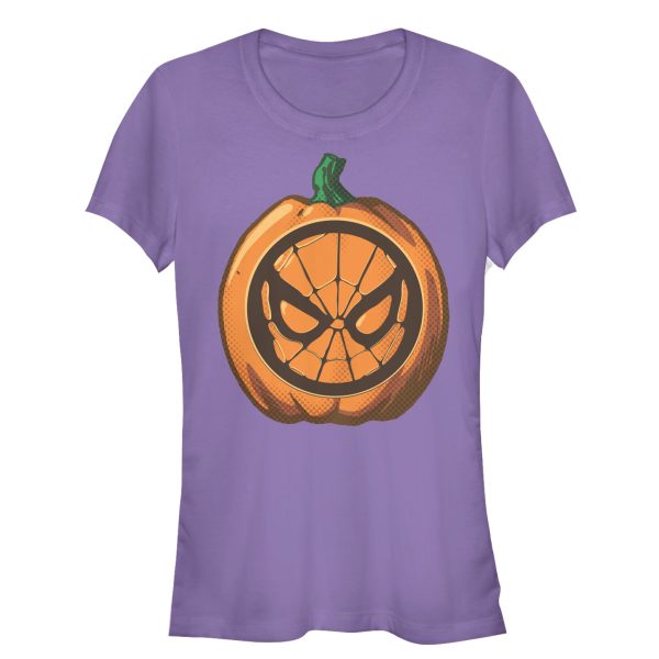 Junior’s Marvel Halloween Spider-Man Mask Pumpkin T-Shirt