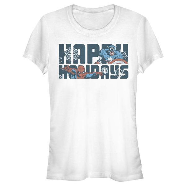 Junior’s Marvel Happy Holiday Heroes T-Shirt