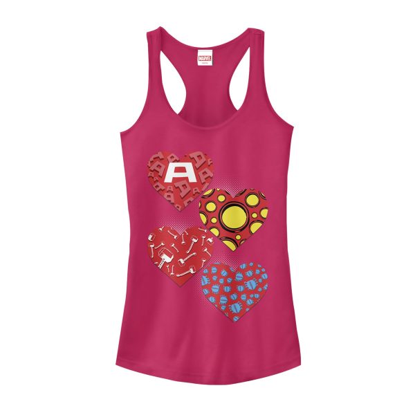 Junior’s Marvel Hero Hearts Racerback Tank Top