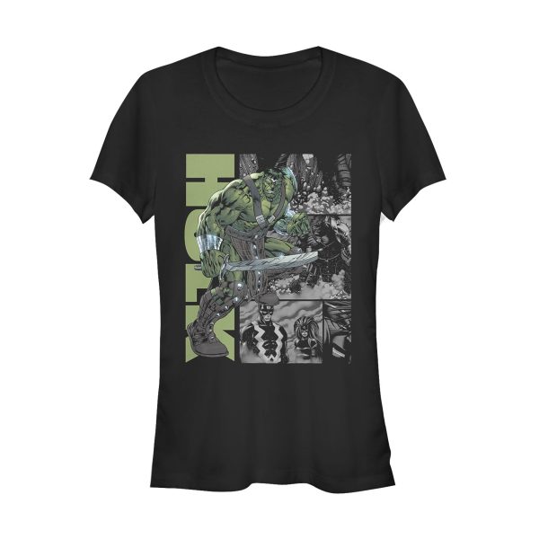 Junior’s Marvel Hulk Gray Grayscale Scene T-Shirt