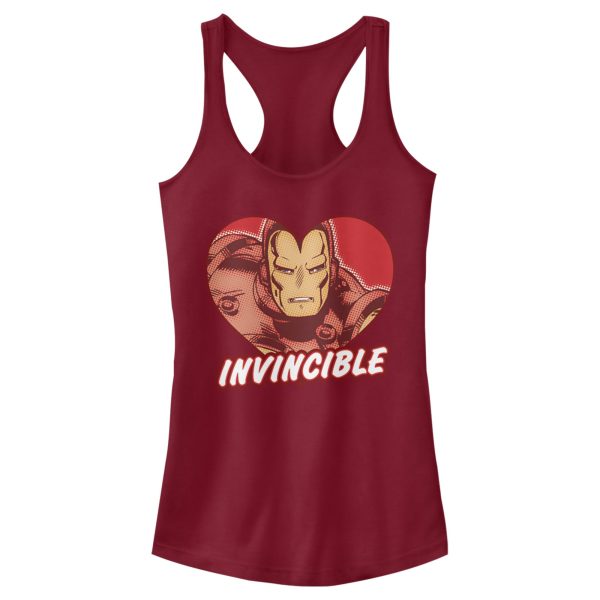 Junior’s Marvel Iron Man Invincible Valentine Heart Racerback Tank Top