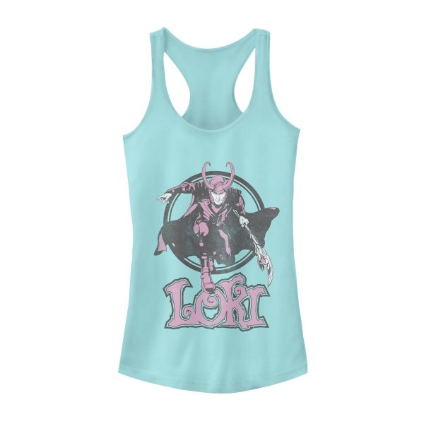 Junior’s Marvel Loki Mischief Racerback Tank Top