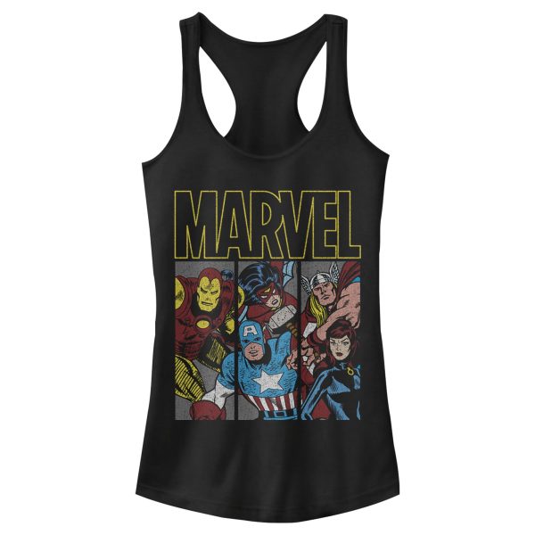 Junior’s Marvel Retro Avenger Panels Racerback Tank Top