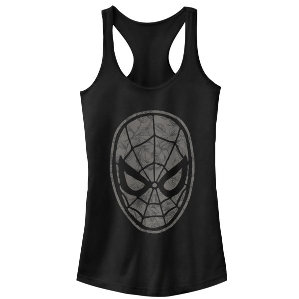 Junior’s Marvel Spider-Man Grayscale Floral Print Racerback Tank Top