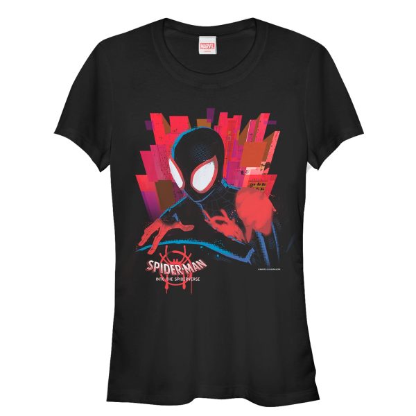 Junior’s Marvel Spider-Man Into the Spider-Verse City T-Shirt