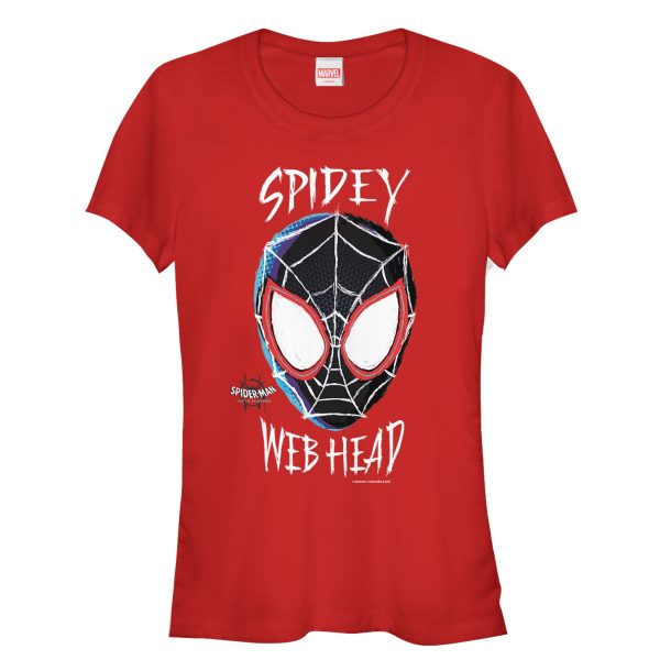 Junior’s Marvel Spider-Man Into the Spider-Verse Web Head T-Shirt