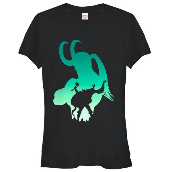 Junior’s Marvel Thor and Loki Silhouette T-Shirt