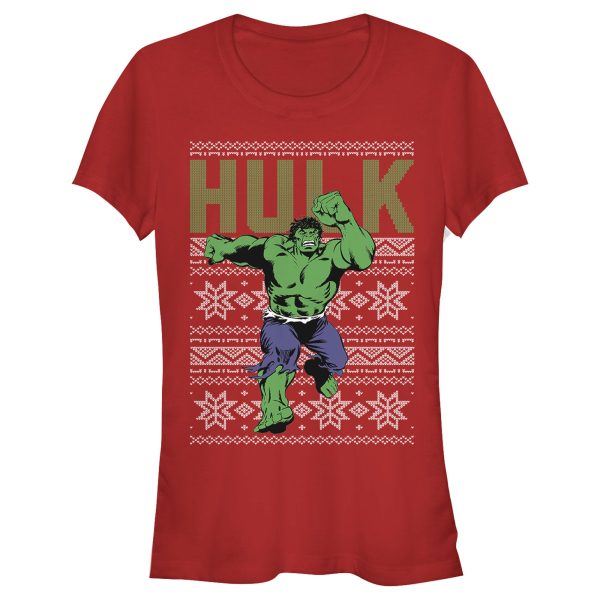 Junior’s Marvel Ugly Christmas Hulk T-Shirt