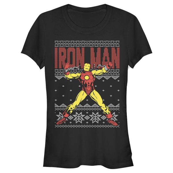 Junior’s Marvel Ugly Christmas Iron Man T-Shirt