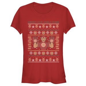 Junior’s Marvel Ugly Christmas Iron Man T-Shirt_5469