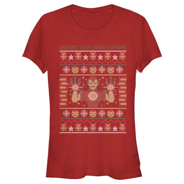 Junior’s Marvel Ugly Christmas Iron Man T-Shirt_5469