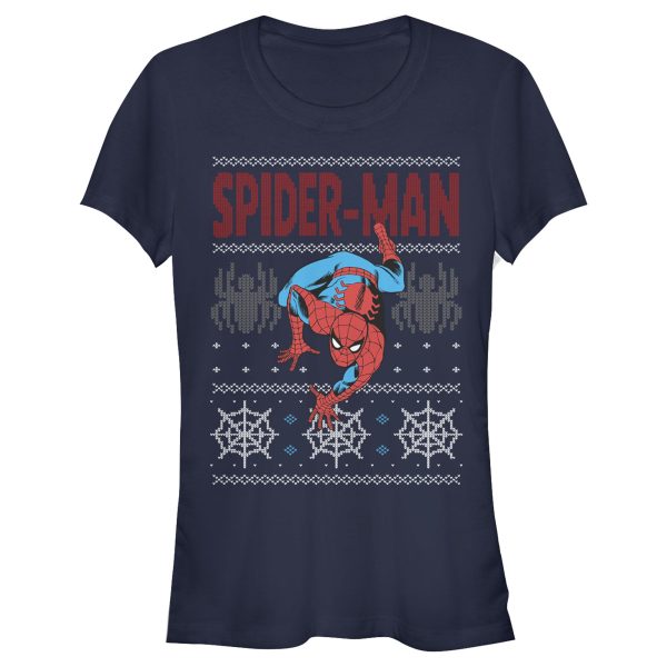 Junior’s Marvel Ugly Christmas Spider-Man Crawl T-Shirt