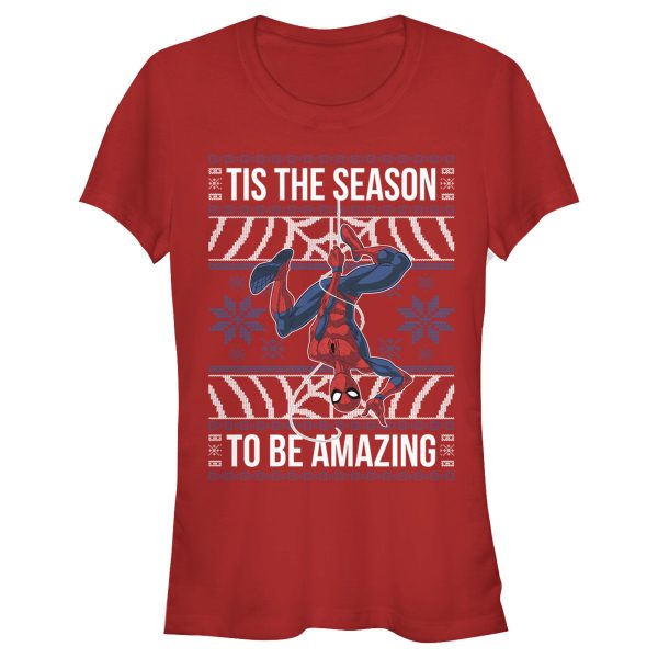 Junior’s Marvel Ugly Christmas Spider-Man Season T-Shirt