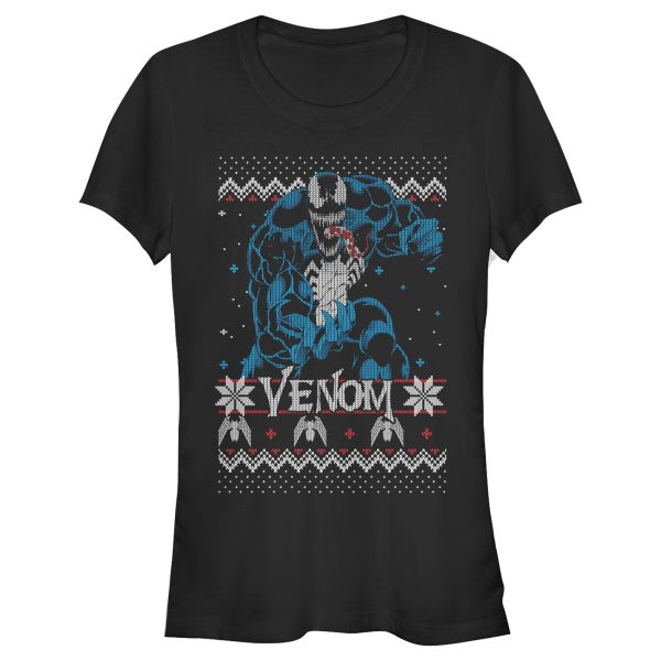 Junior’s Marvel Ugly Christmas Venom Pose T-Shirt