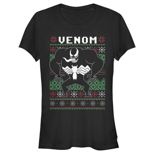 Junior’s Marvel Ugly Christmas Venom Tongue T-Shirt