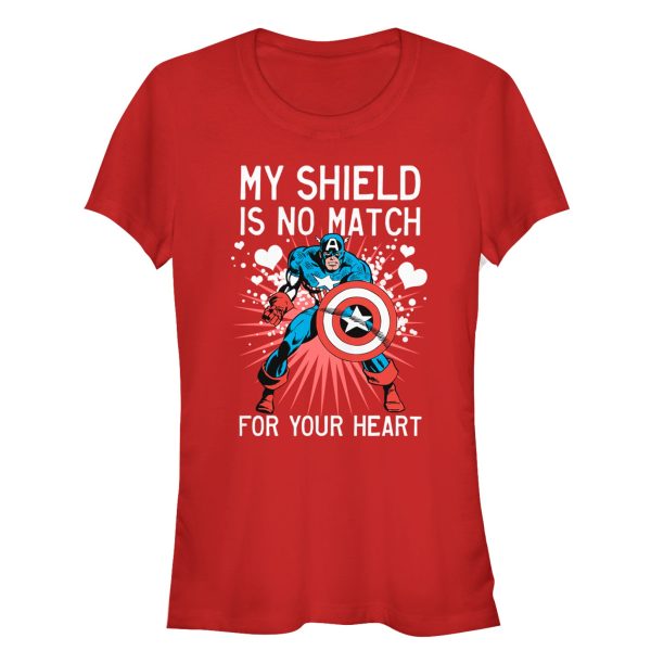 Junior’s Marvel Valentine Captain America No Shield For Heart T-Shirt