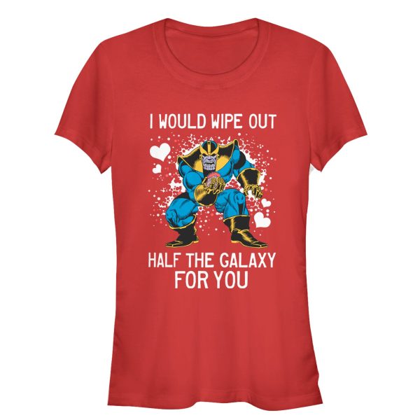 Junior’s Marvel Valentine Thanos Wipe Out Galaxy for You T-Shirt