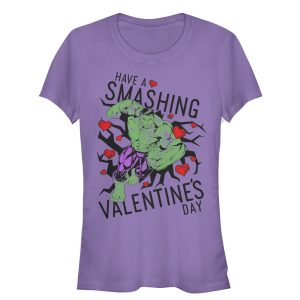 Junior’s Marvel Valentine’s Day Hulk Smashing T-Shirt