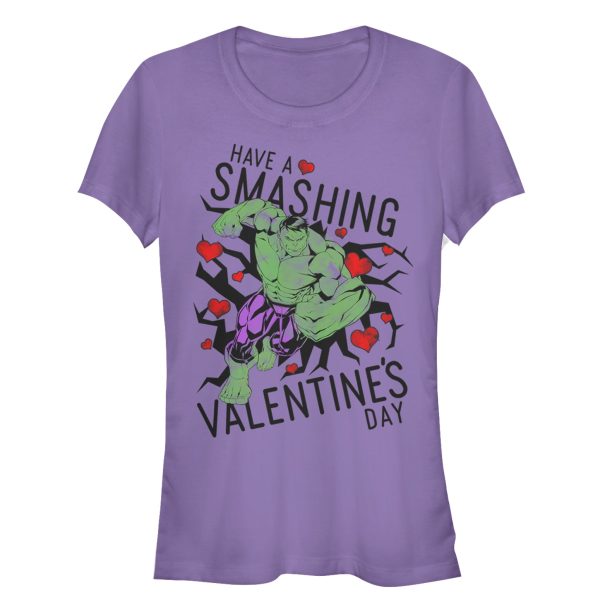 Junior’s Marvel Valentine’s Day Hulk Smashing T-Shirt