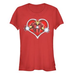 Junior’s Marvel Valentine’s Day Iron Man Heart Frame T-Shirt