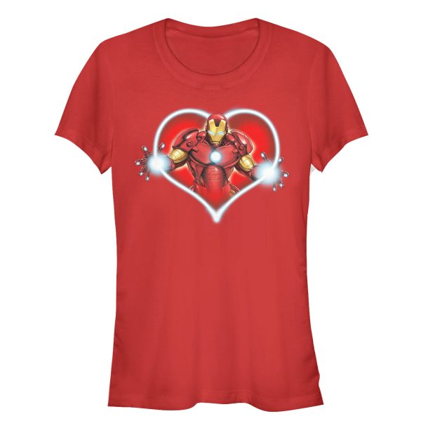 Junior’s Marvel Valentine’s Day Iron Man Heart Frame T-Shirt