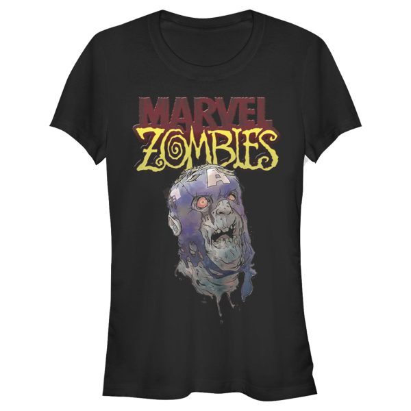 Junior’s Marvel Zombies Captain America Face T-Shirt