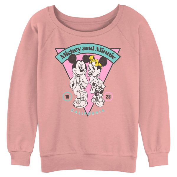 Junior’s Mickey & Friends 80s Mickey and Minnie California Logo Sweatshirt