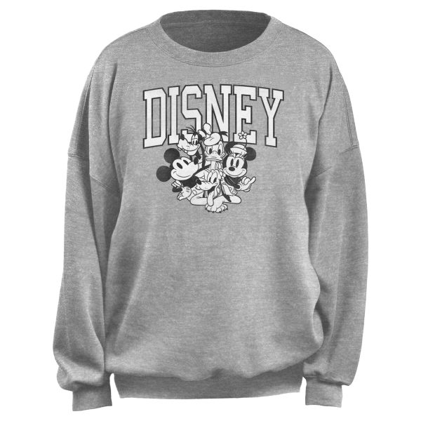 Junior’s Mickey & Friends Classic Black and White Group Sweatshirt