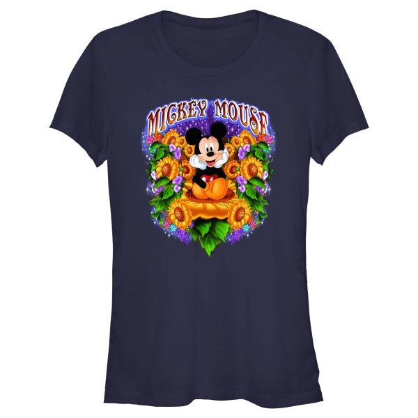 Junior’s Mickey & Friends Colorful Sunflower Field T-Shirt