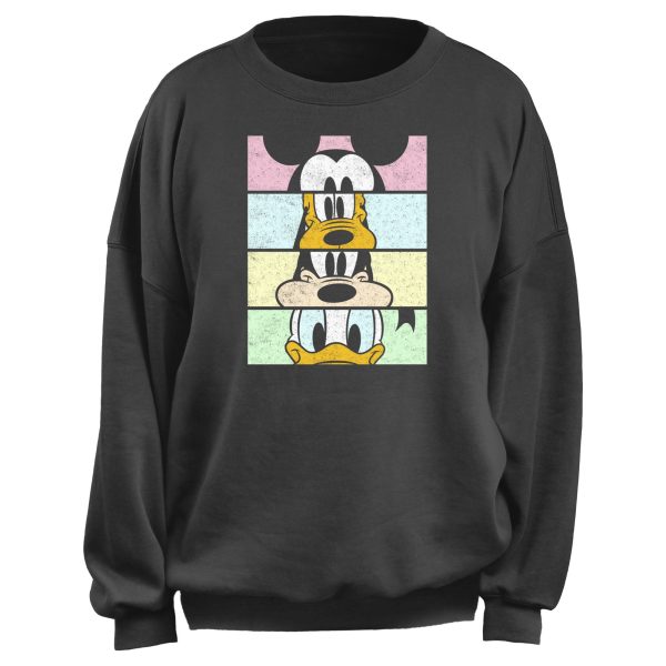 Junior’s Mickey & Friends Distressed Cropped Portraits Sweatshirt