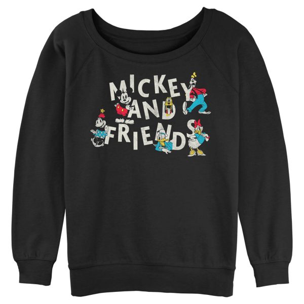 Junior’s Mickey & Friends Distressed Retro Characters Sweatshirt