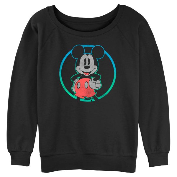 Junior’s Mickey & Friends Distressed Retro Circle Sweatshirt