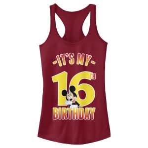 Junior’s Mickey & Friends It’s My 16th Birthday Racerback Tank Top