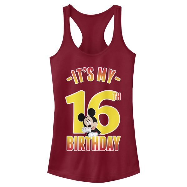 Junior’s Mickey & Friends It’s My 16th Birthday Racerback Tank Top