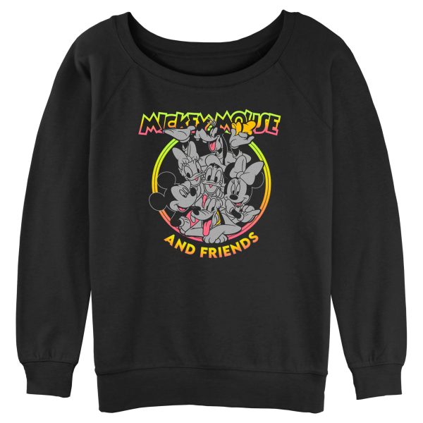 Junior’s Mickey & Friends Neon Crew Circle Sweatshirt