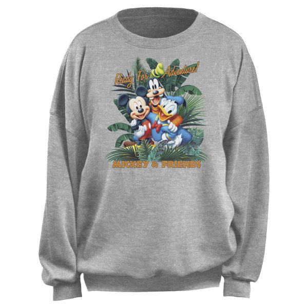 Junior’s Mickey & Friends Ready For Adventure Tropical Group Sweatshirt