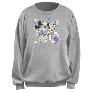 Junior’s Mickey & Friends Retro 80s Minnie and Mickey Sweatshirt