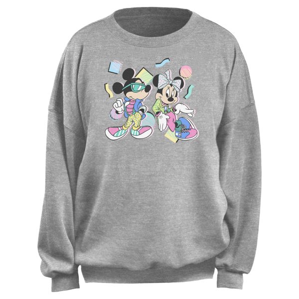 Junior’s Mickey & Friends Retro 80s Minnie and Mickey Sweatshirt